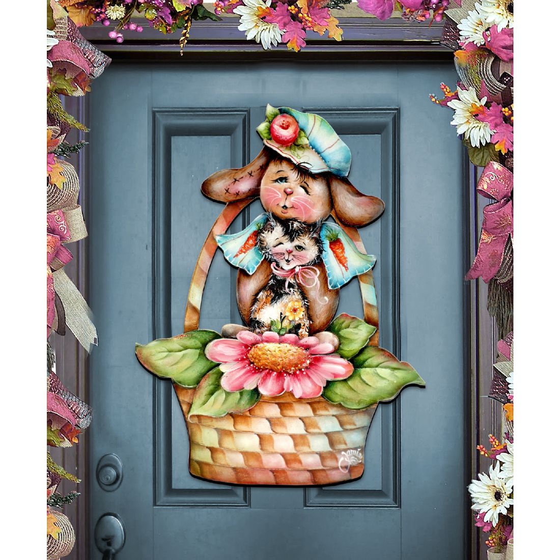 Flower Basket Friends! Easter Door Decor by Jamie Mills-Price - Easter Spring Decor - 8457607H