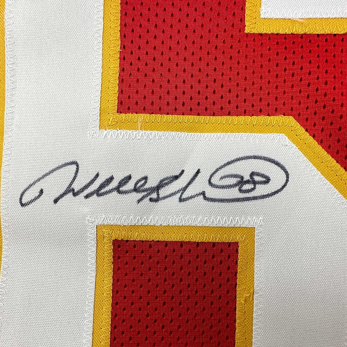 Framed Autographed/Signed Will Shields 35x39 Kansas City Red Football Jersey JSA COA