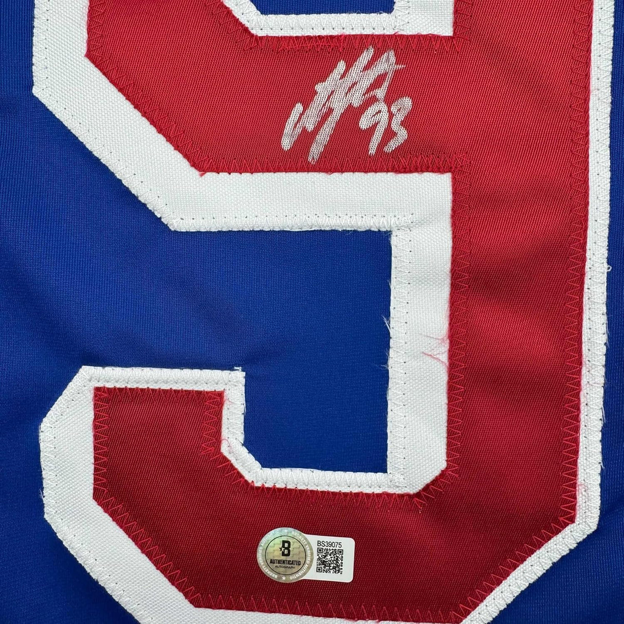 Framed Autographed/Signed Mika Zibanejad 35x39 New York Blue Hockey Jersey Beckett BAS COA