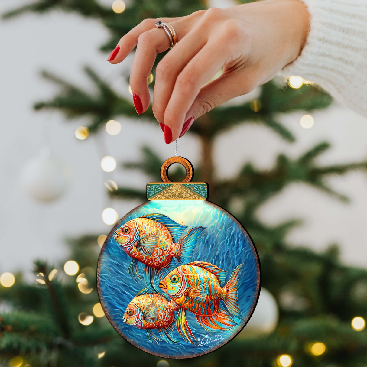 Beach Themed Ornaments - Rainbow Fish Wooden Ornaments by G.Debrekht Coastal Holiday Decor - 8688178