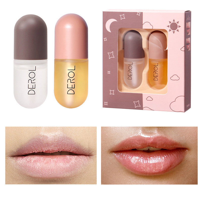 Day Night Instant Volume Lip Plumper Oil Clear Lasting Nourishing Repairing Reduce Lip Fine Line Care Lip Beauty Cosmetic - Lootquake