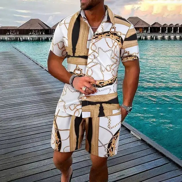 Fashion 3D Digital Printing Hawaiian Vacation Shirt Shorts - Lootquake