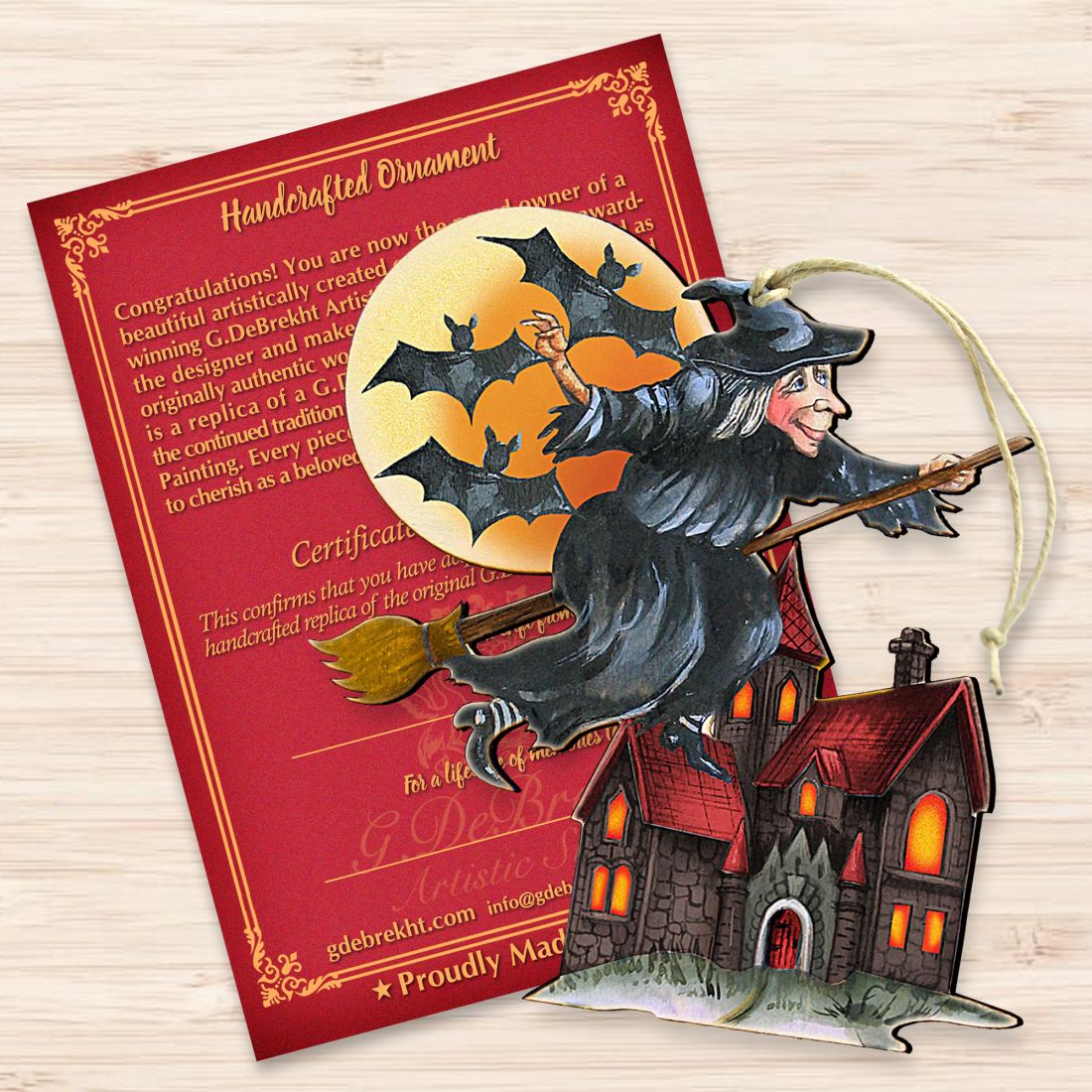 Witch Halloween Wooden Ornaments by G. DeBrekht - Thanksgiving Halloween Decor - 8114010-3