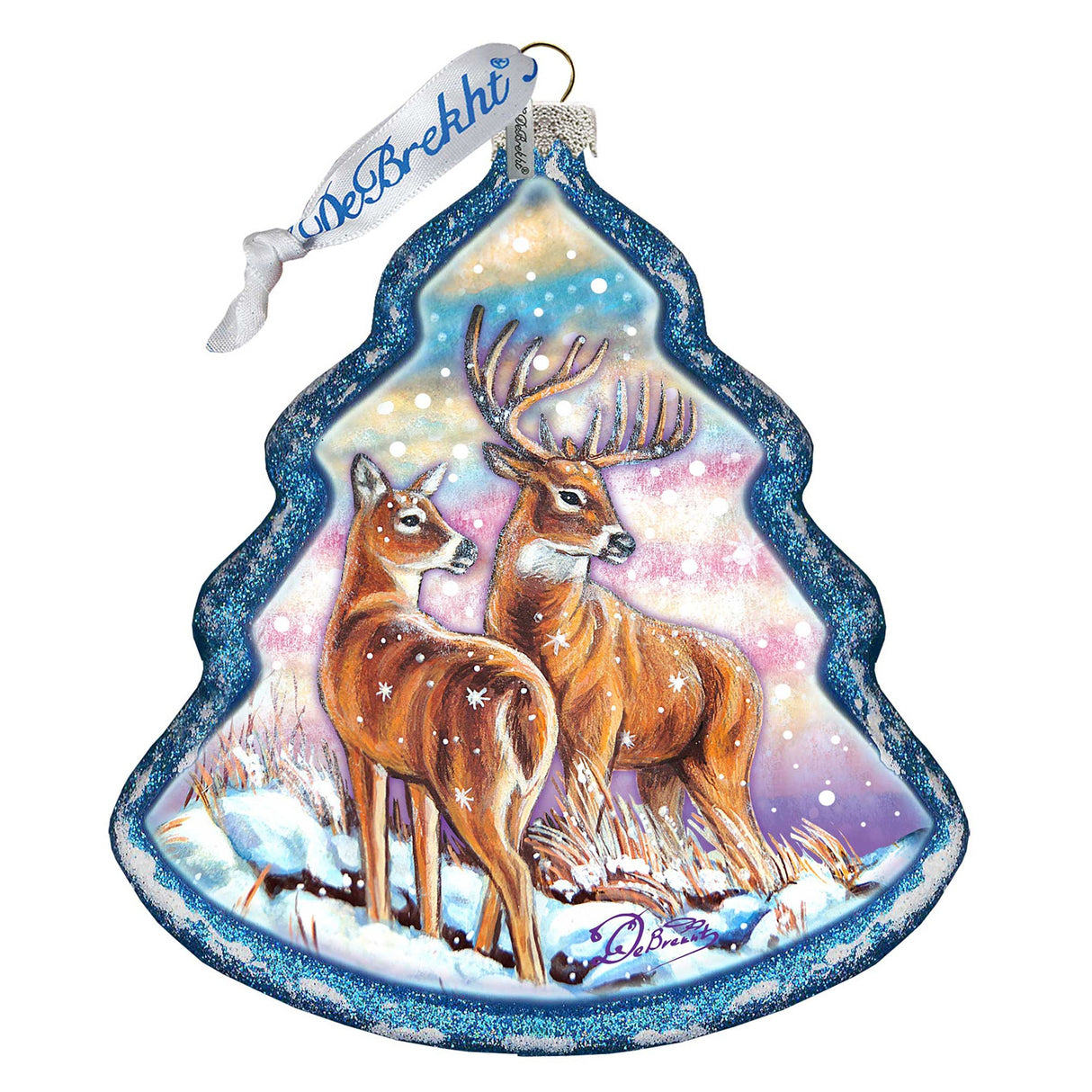 Deer Story Glass Ornament by G. DeBrekht - Wildlife Holiday Decor - 762-029