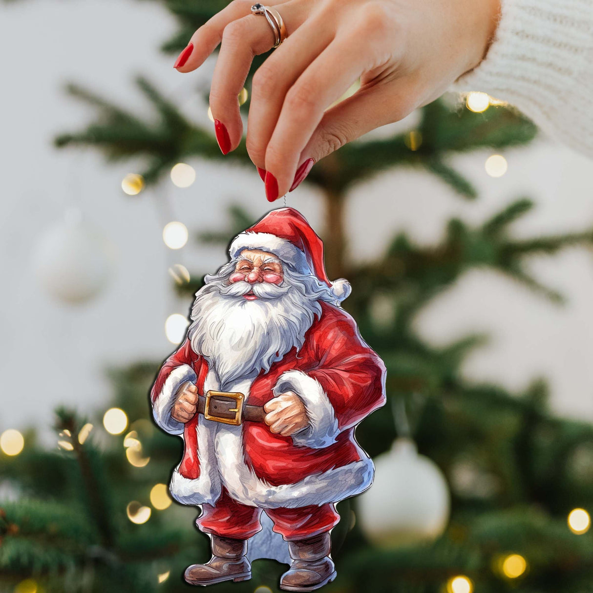 Adornos decorativos de madera de Papá Noel de 3 de G. Debrekht - Decoración navideña - 8091009-S3