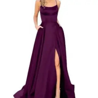 Solid Color Long Slimming And Shoulder Hollow Girlfriends Fashion Bridesmaid Party Dress - Lootquake