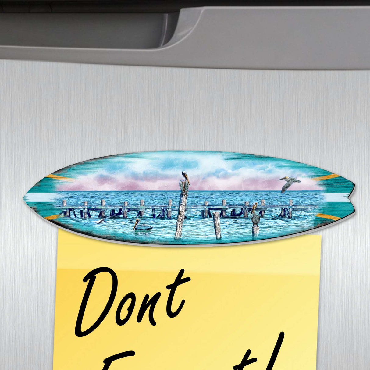 Juego de 6 imanes decorativos de madera con forma de tabla de surf de G. Debrekht - Decoración costera - 8090066G-S6