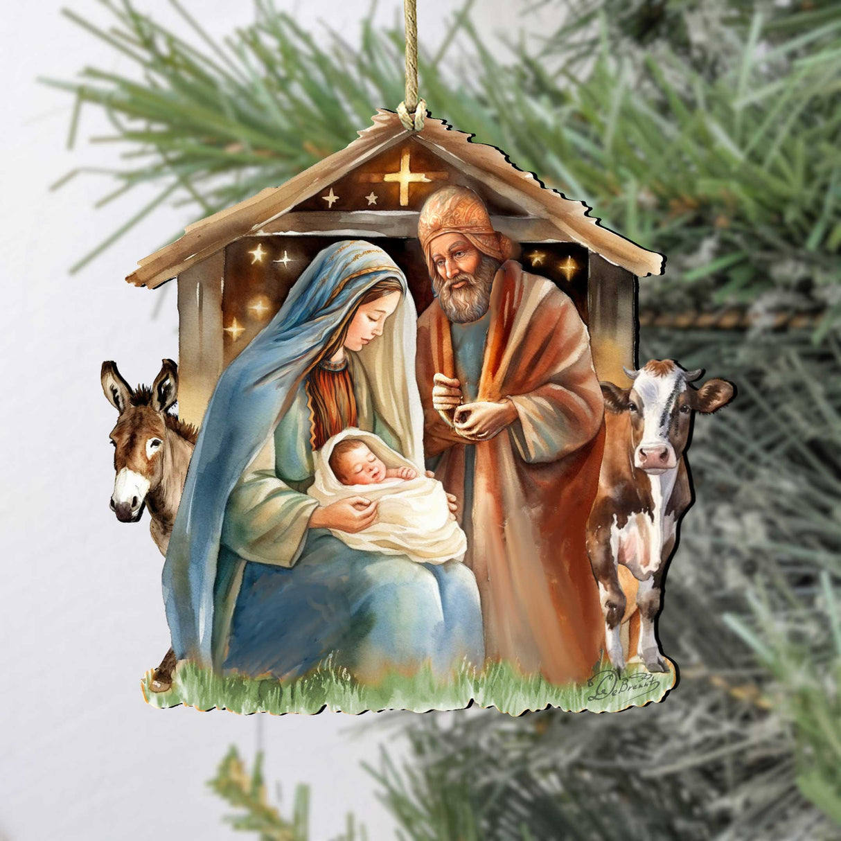 Born Under Bright Star Nativity Wooden Ornaments by G. DeBrekht Nativity Holiday Decor - 8611082
