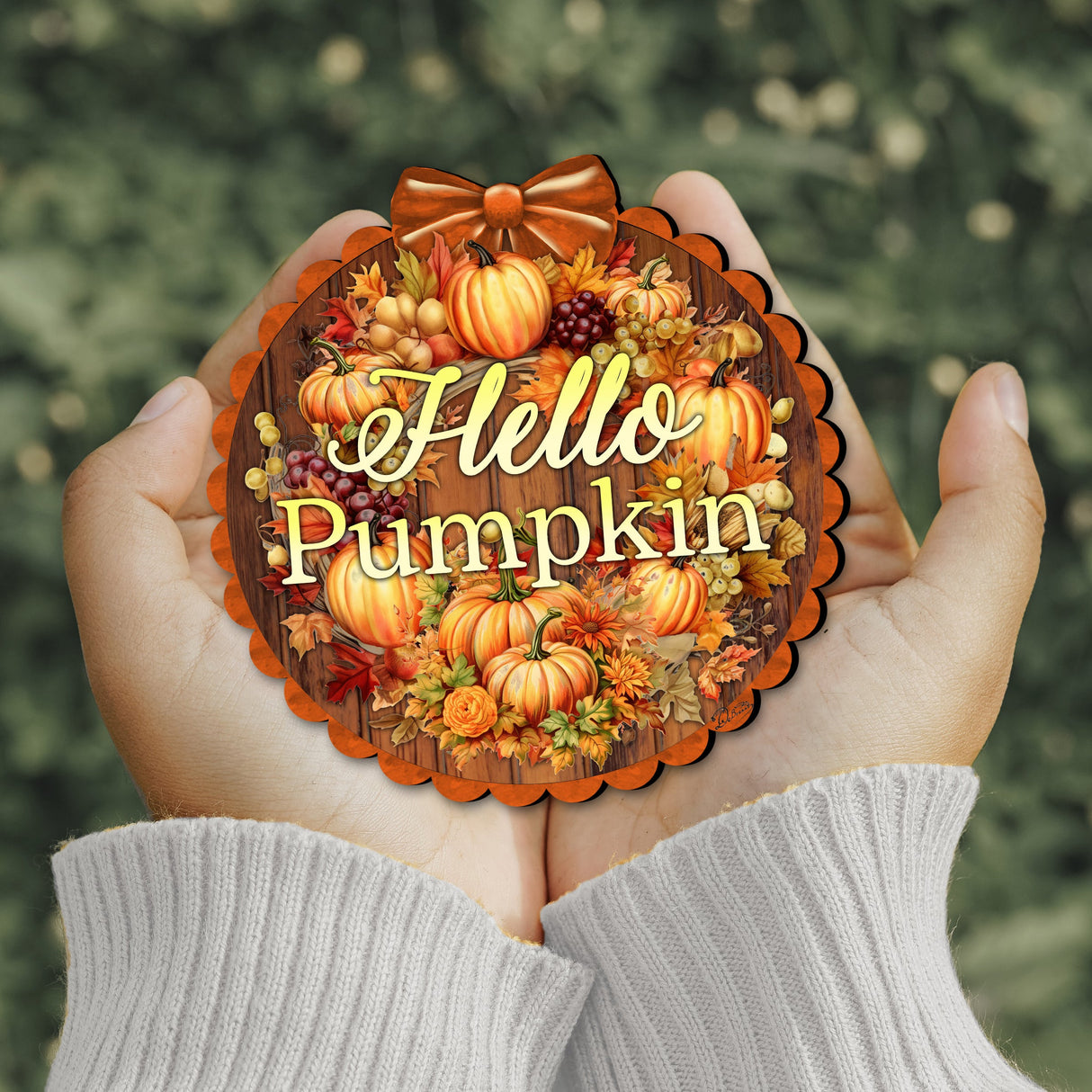 Hello Pumpkin Wooden Ornaments by G. Debrekht Thanksgiving Halloween Décor - 933120