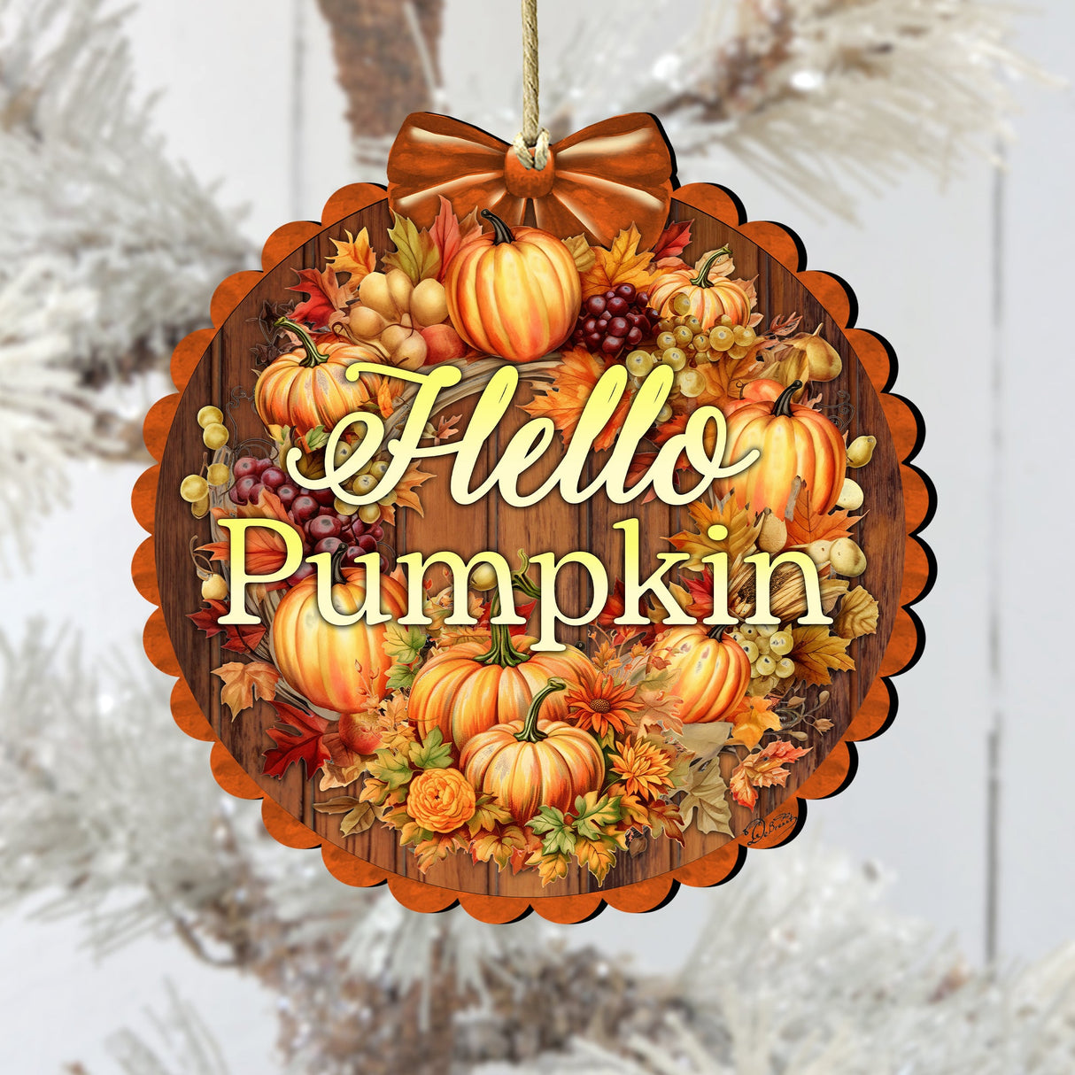 Hello Pumpkin Wooden Ornaments by G. Debrekht Thanksgiving Halloween Décor - 933120