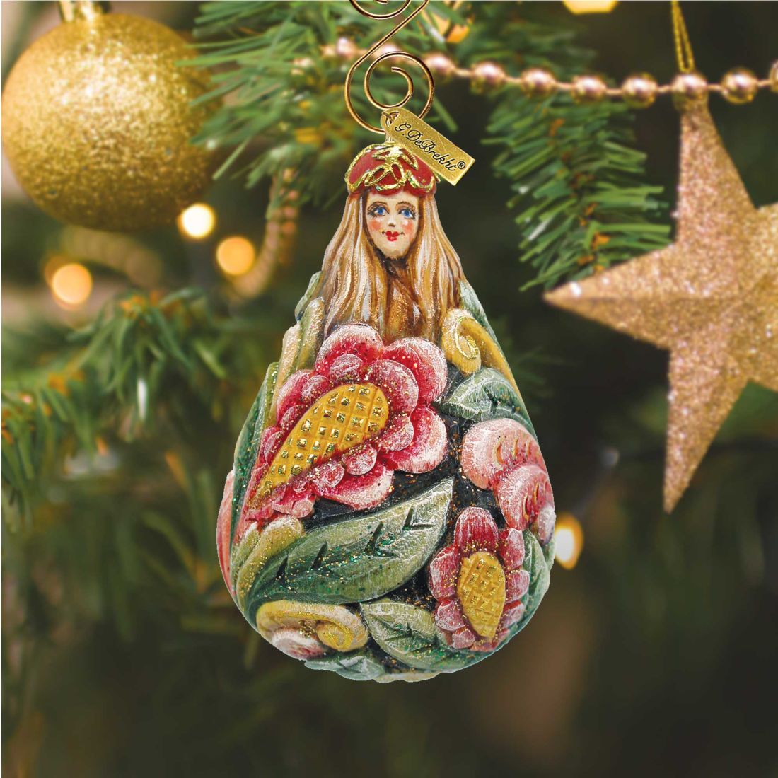 Flower Maiden Bell Sculpted Hand-Painted Christmas Ornament by G. DeBrekht - Love Family Kids Decor - 623151