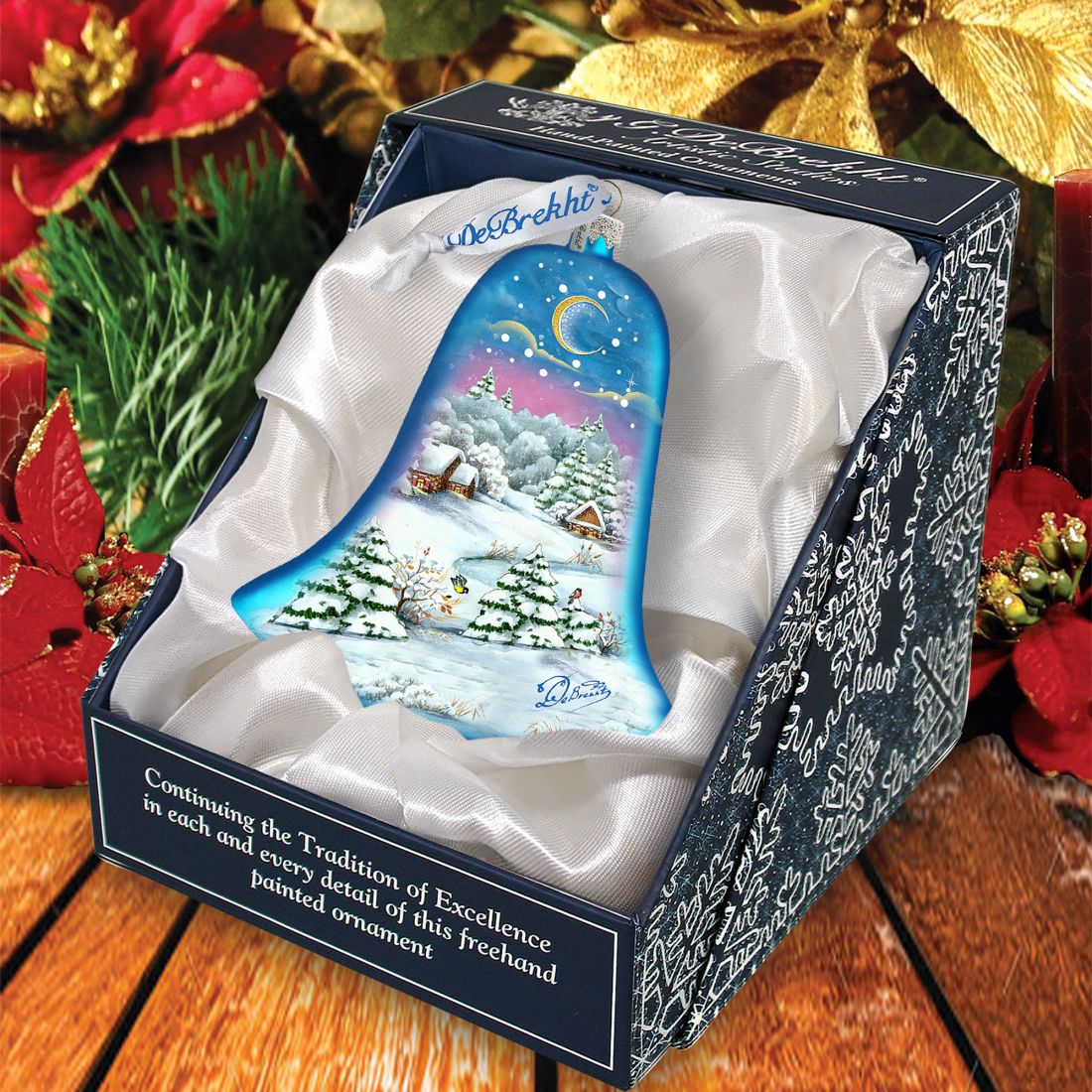 Adorno de campana de pueblo de cristal de G. DeBrekht - Decoración navideña - 73141