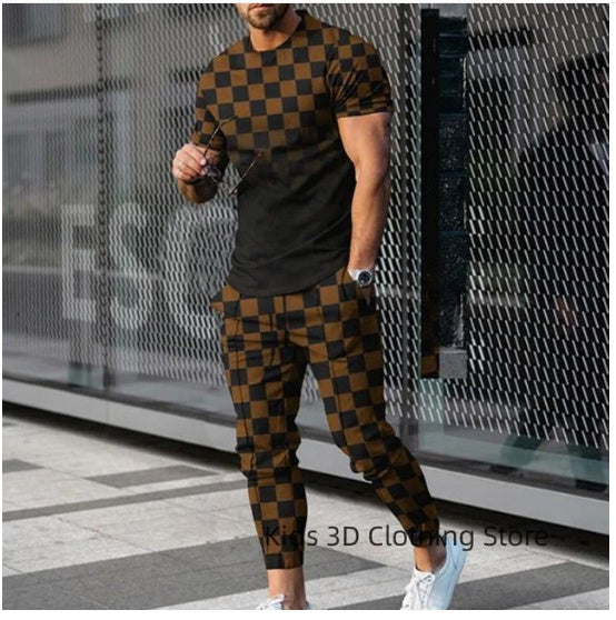 Solid Color Casual Round Neck Short Sleeves T-shirt Trousers Two-piece Set - Lootquake