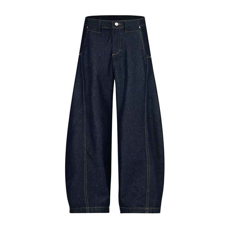 High Waist Dark Blue Wide Leg Jeans - Lootquake