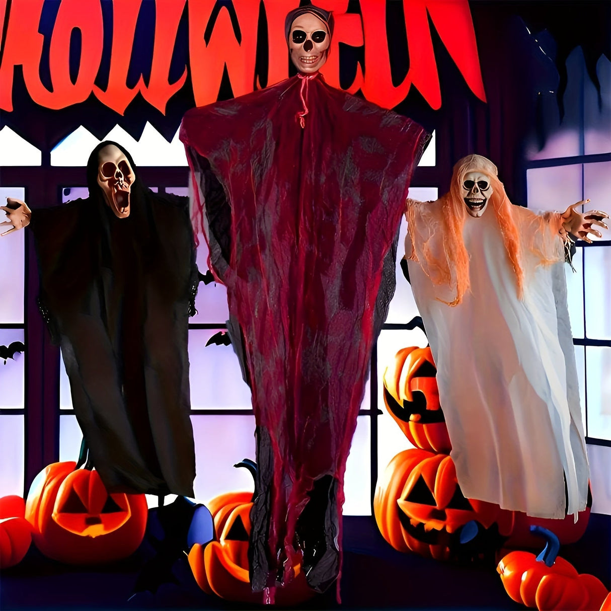 Halloween Hanging Skull Decoration Props (3pcs)