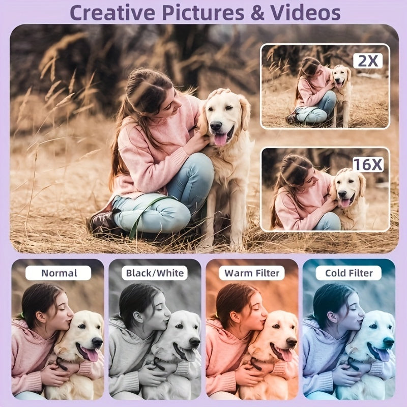 Cámara digital HD para vlogs: Zoom digital 16x, 1080P, cámara digital HD, pantalla LCD de 2,4 pulgadas, recargable, ideal para videoblogs, fotografía y webcam. Ideal para regalar en Acción de Gracias, Navidad y Año Nuevo.