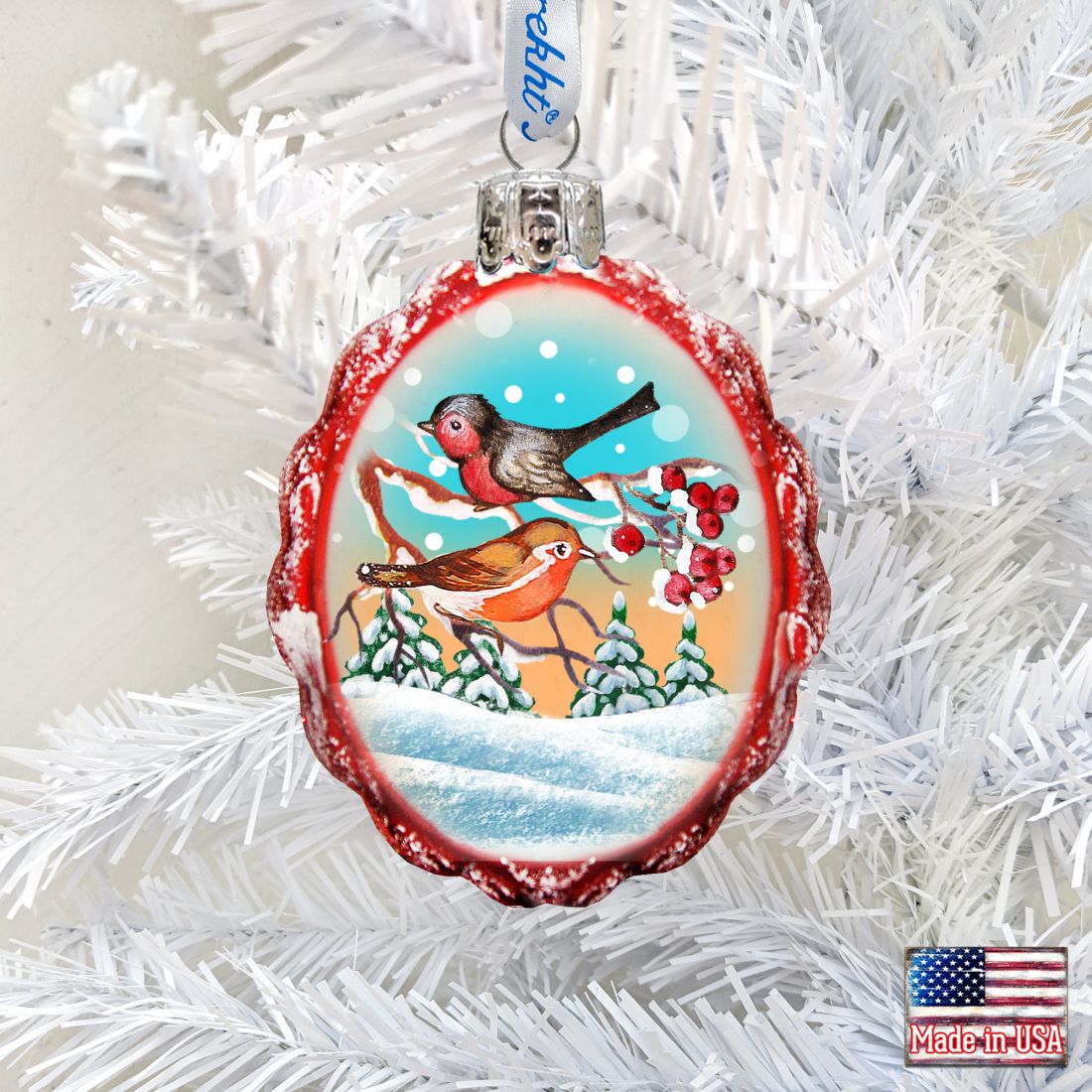 Singing Birds Mercury Glass Ornament by G. DeBrekht - Wildlife Holiday Decor - 771015