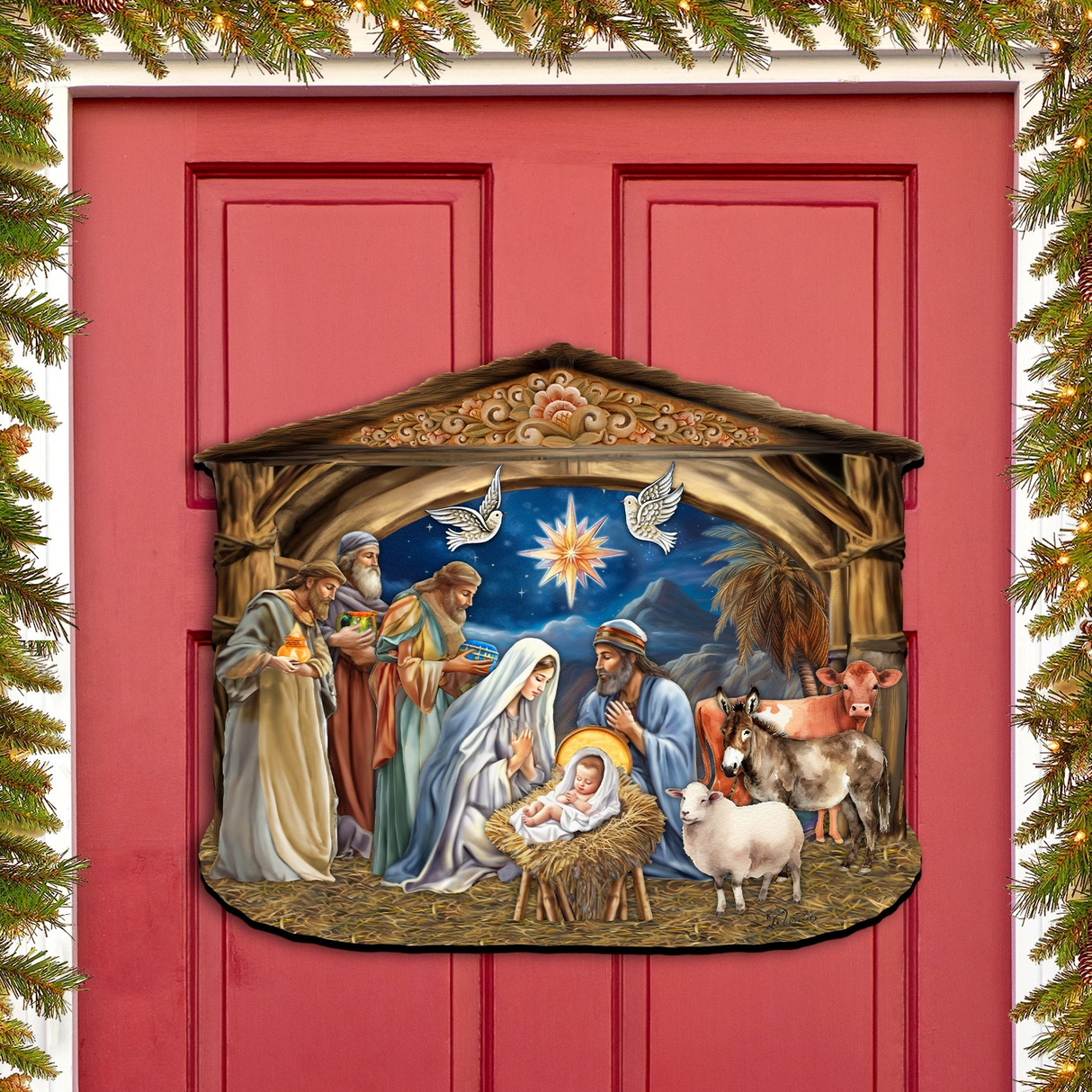 Nacimiento de Jesús: Decoración navideña para puerta de G. Debrekht - Decoración navideña - 8652761H