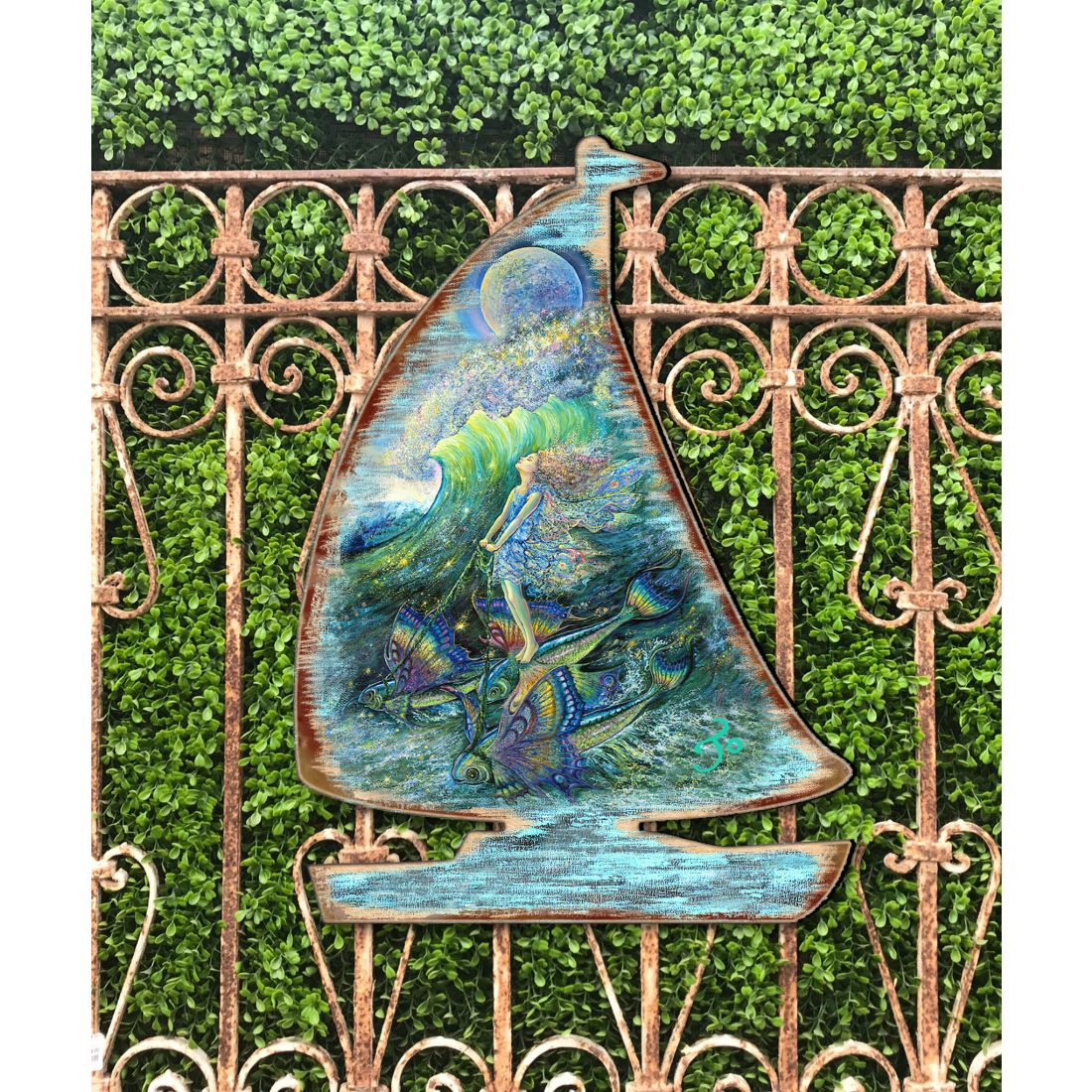 Decoración costera para exteriores "Surfers Dream" de Josephine Wall - Decoración costera con vida marina - 8472103F-JW