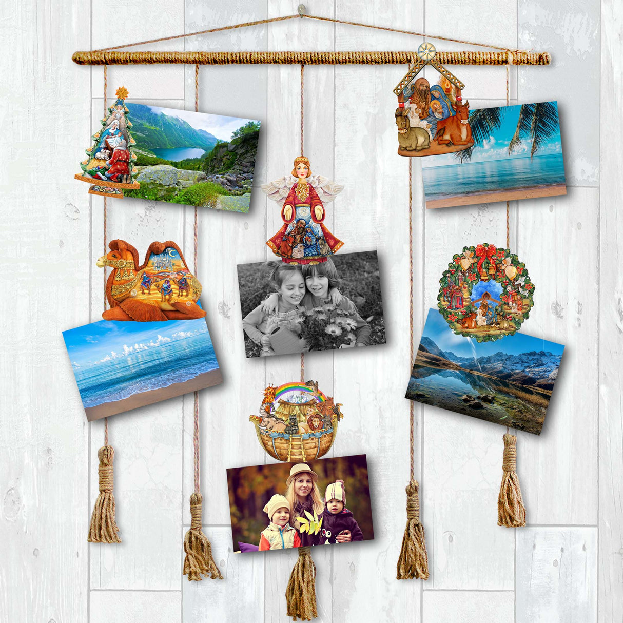 Nativity Decorative Wooden Clip-on Ornaments Set of 6 by G. Debrekht - Nativity Holiday Decor - 8090133C-S6