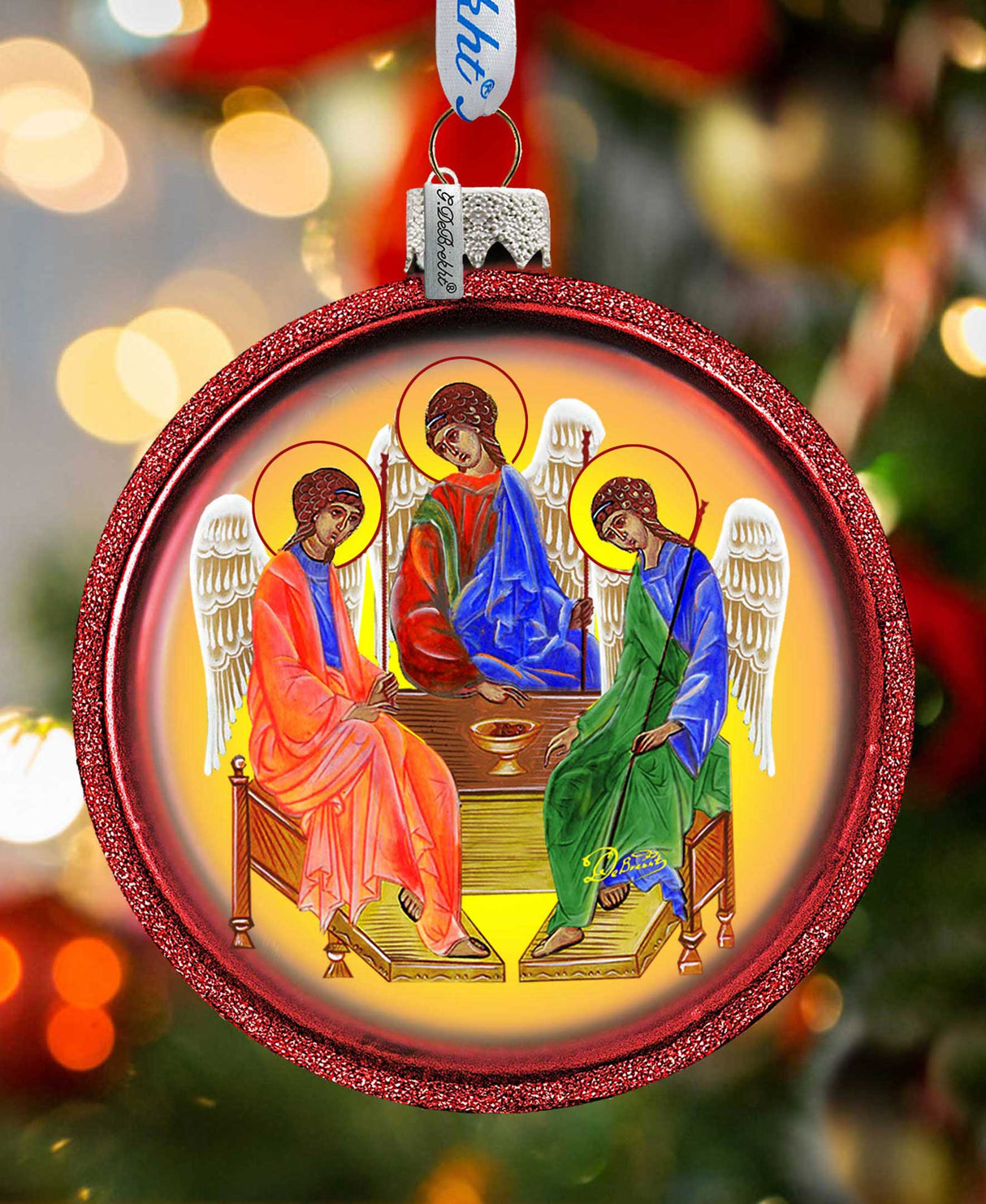 Three Angels Ball Glass Ornament by G. DeBrekht - Nativity Holiday Decor - 73212C
