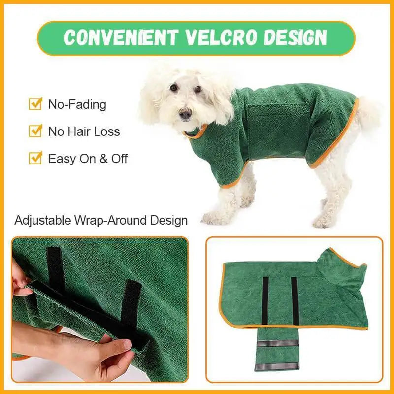 Absorbent Pet Bathrobe With Waist-wrapped Microfiber - Lootquake