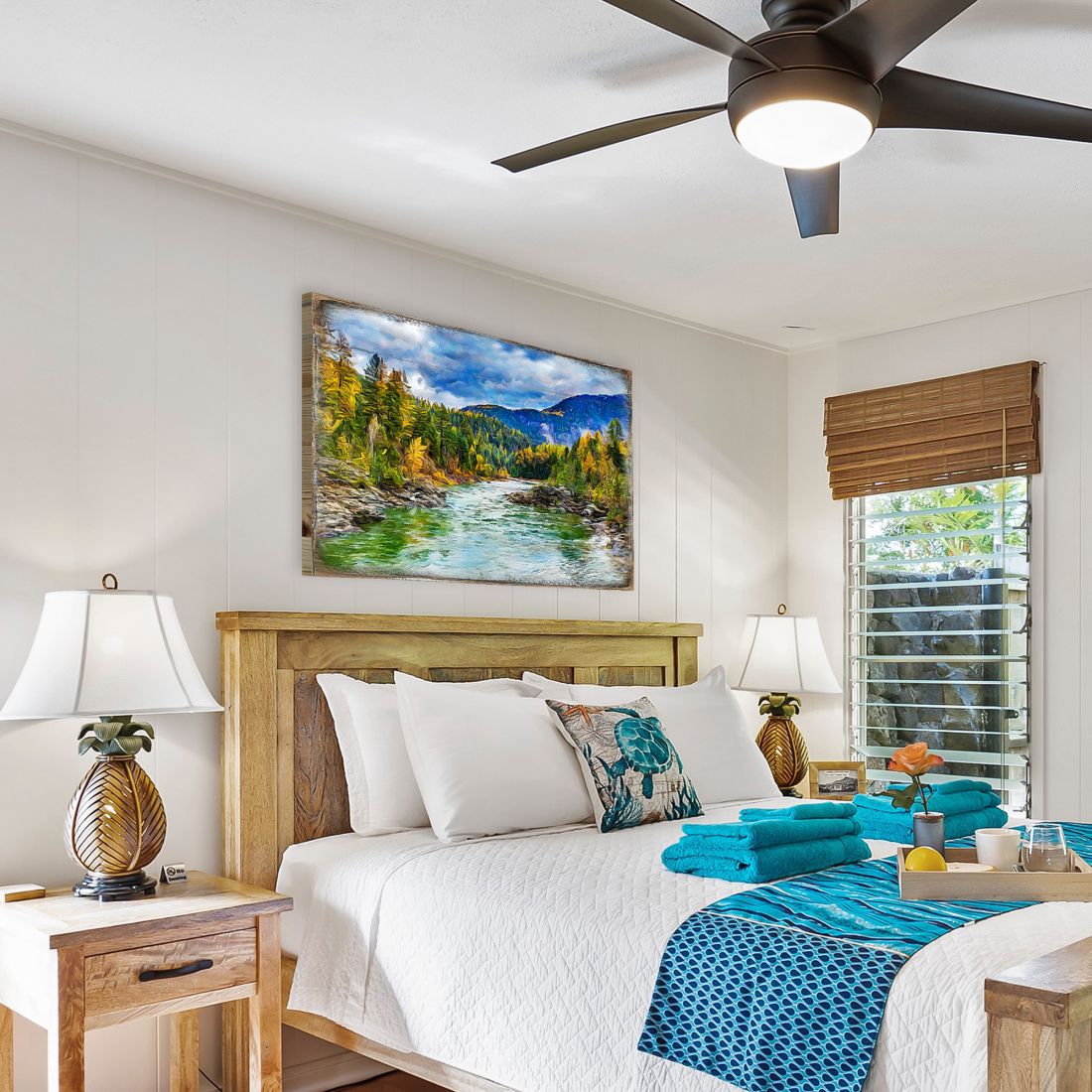 Arte mural de madera con río forestal de Nature Wonders - Decoración natural y de vida silvestre - 95246B