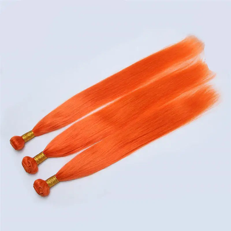 Color Human Hair Curtain Orange Hair Curtain - Lootquake