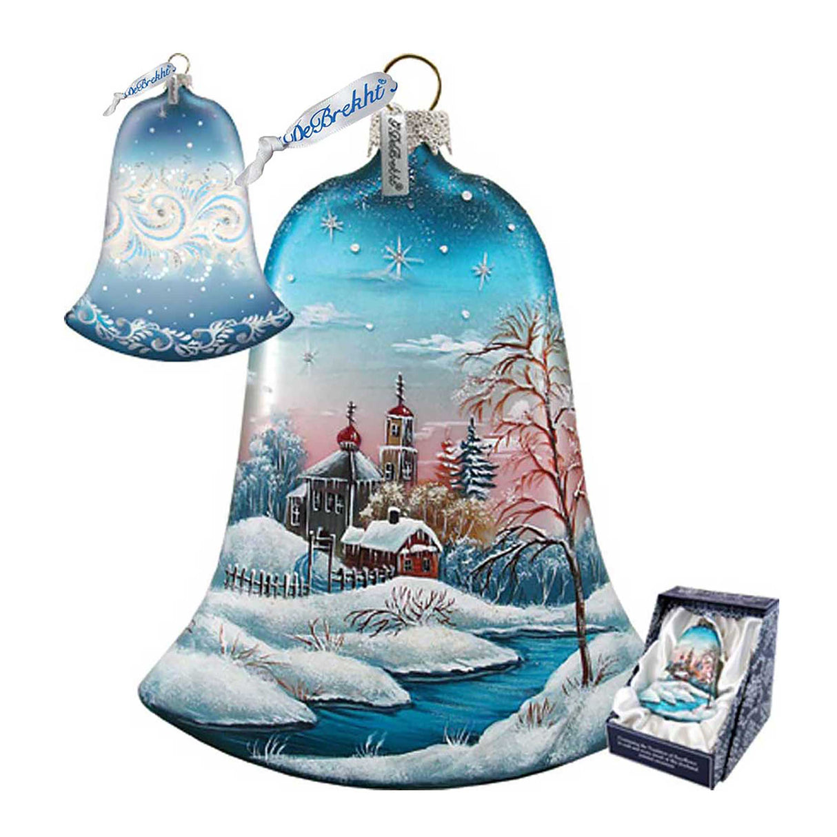 Adorno de campana de cristal con paisaje invernal de G. DeBrekht - Decoración navideña - 73181