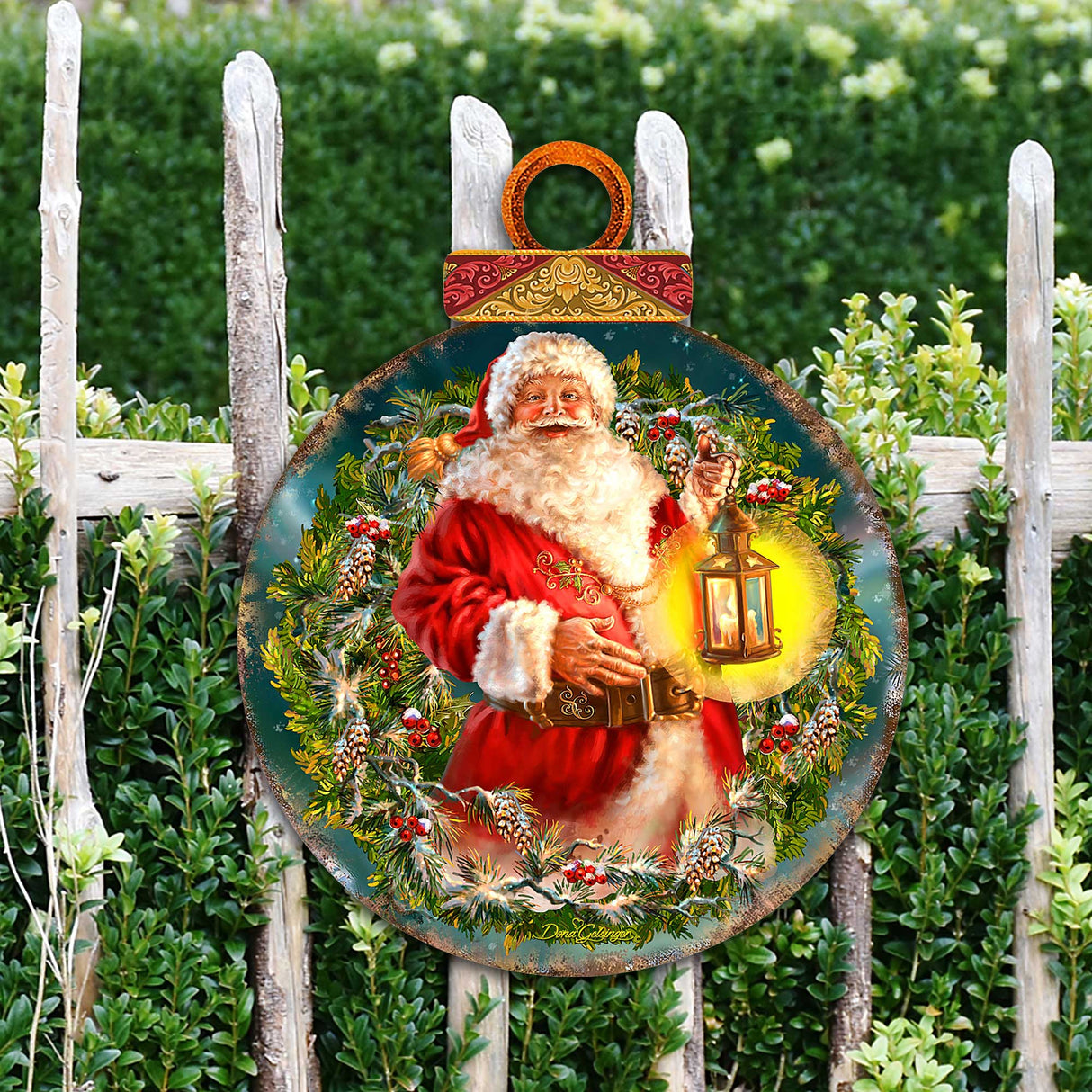 Enchanted Ball Christmas Wreath Santa Door Decor by D. Gelsinger - Christmas Santa Snowman Decor - 8021051H-1003