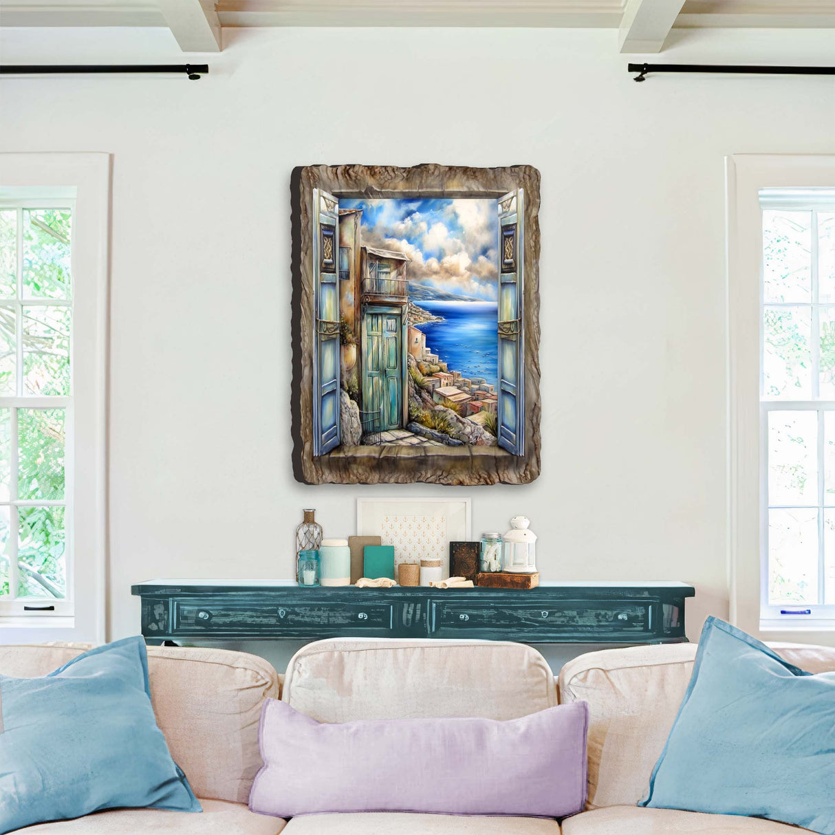 Coastal View Landscape Window Wall Art by G. DeBrekht Coastal Decor - 8492108W