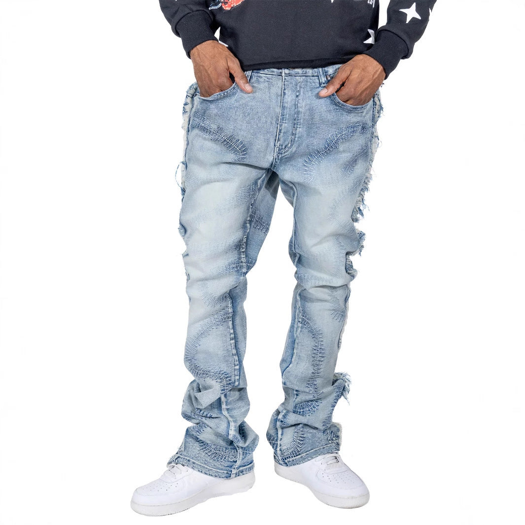 Men's Trousers Slightly Stretch Embroidered Jeans - Lootquake