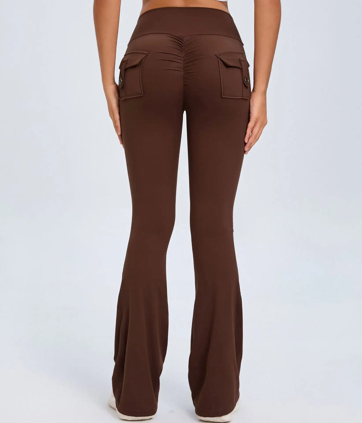 Yoga Fitness Flared Pants With Pockets Ins Fashion Slim High Waist Sports Trousers Scrunch Butt Booty Workout Lifting Leggings - Lootquake