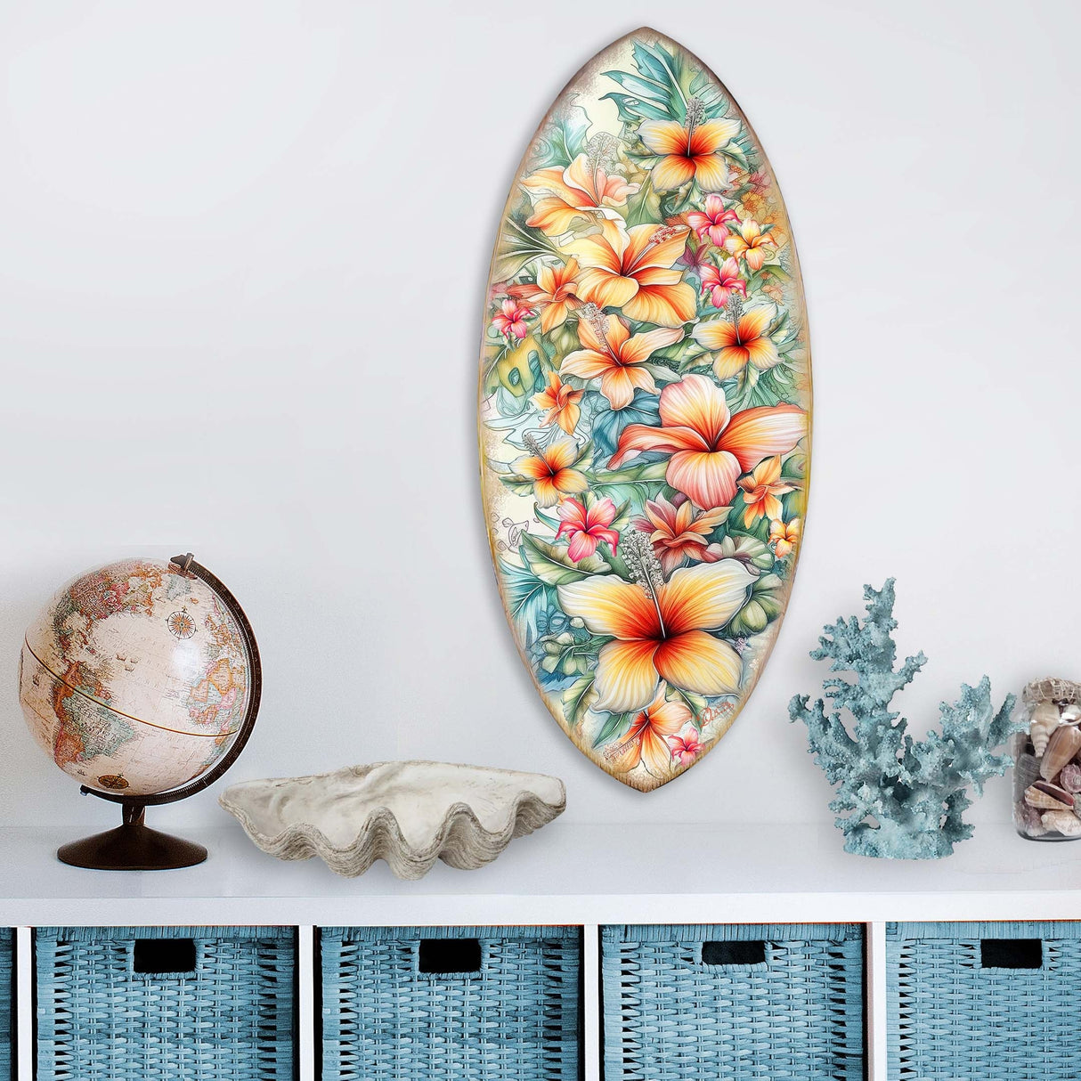 Bloom Harmony Surfboard Coastal Wall Art by G. DeBrekht - Coastal Holiday Decor - 8490132HS