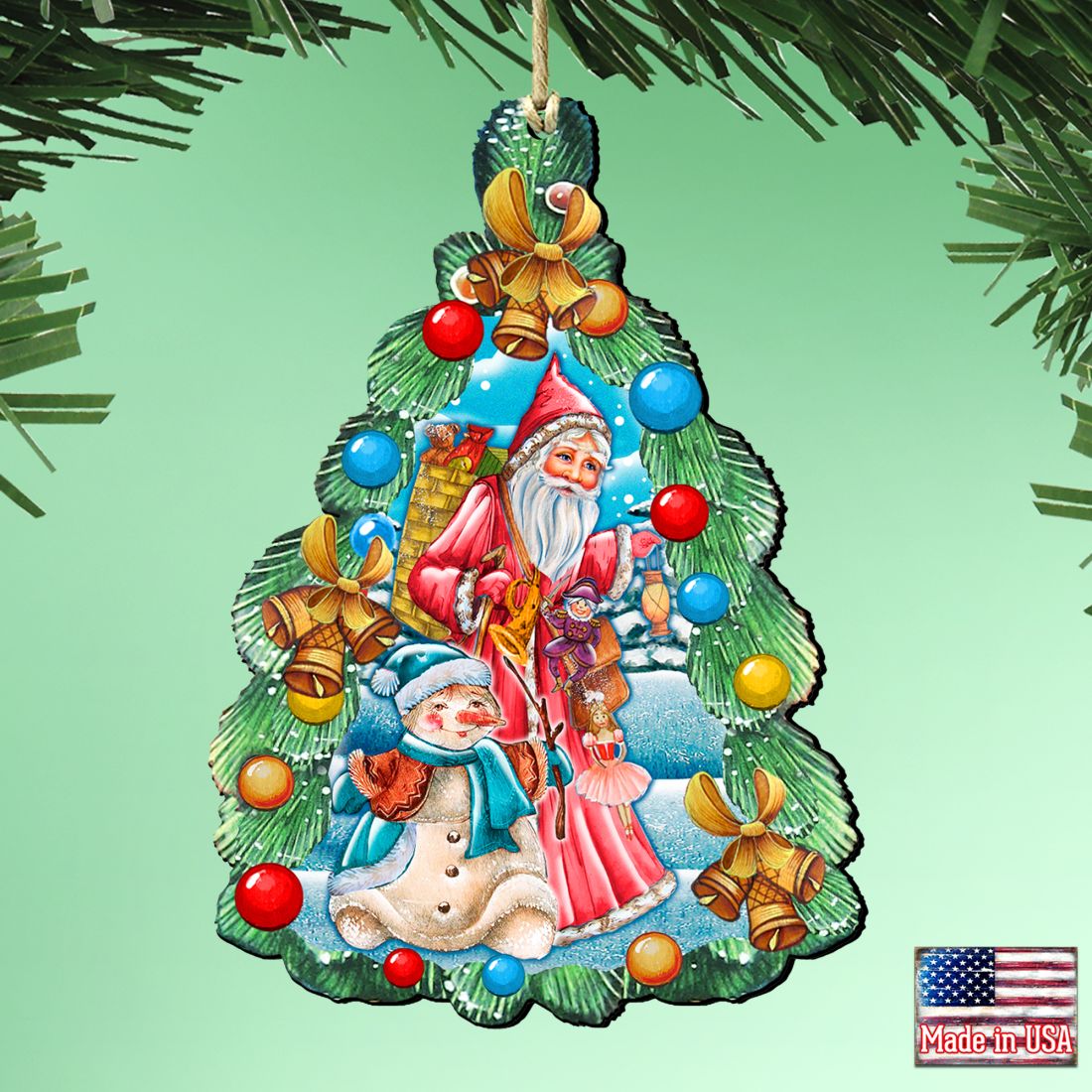 Christmas Arrival Wooden Ornaments by G. DeBrekht - Christmas Santa Snowman Decor - 8114020