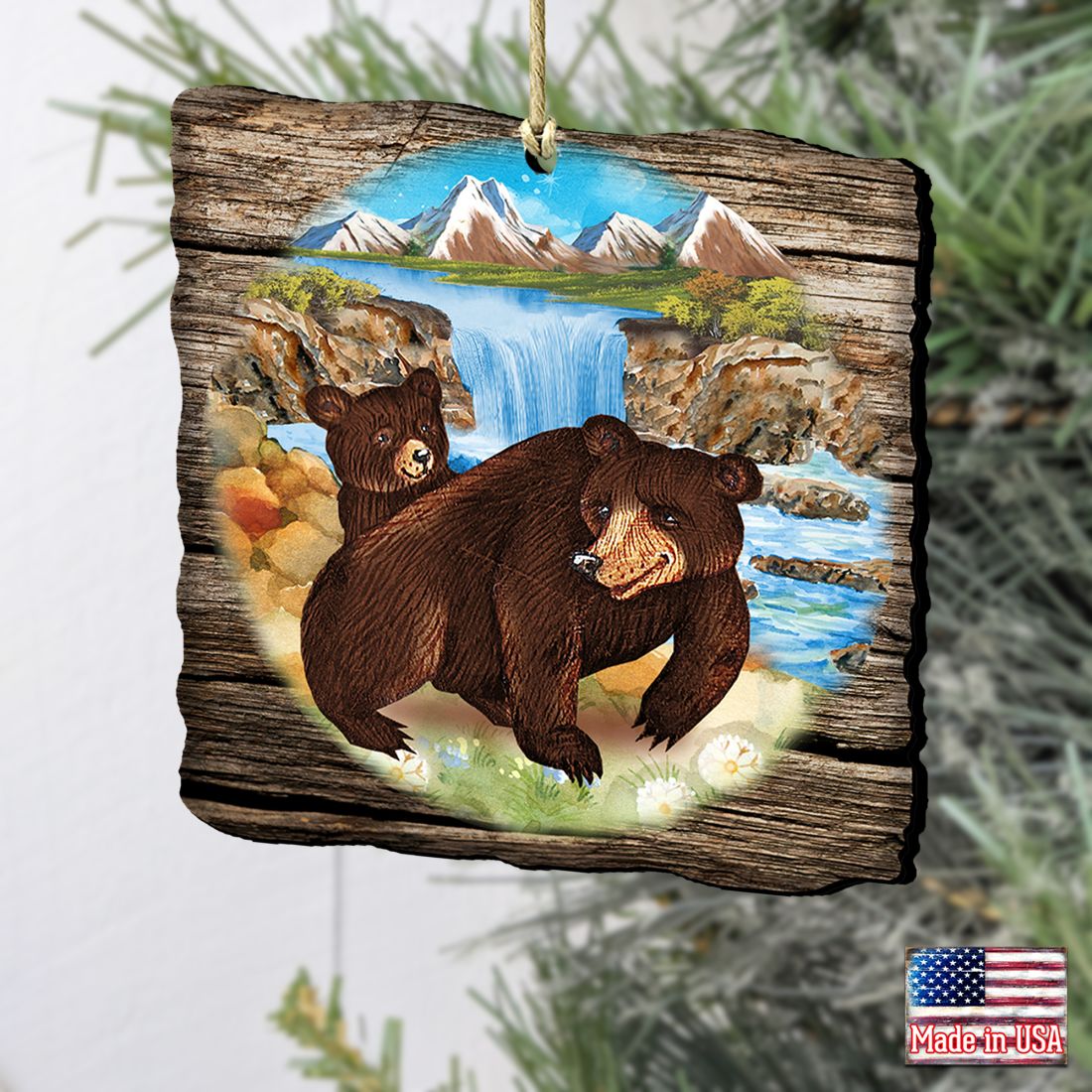 Bear Cabin Christmas Wooden Ornaments by G. DeBrekht - Wildlife Holiday Decor - 8114081