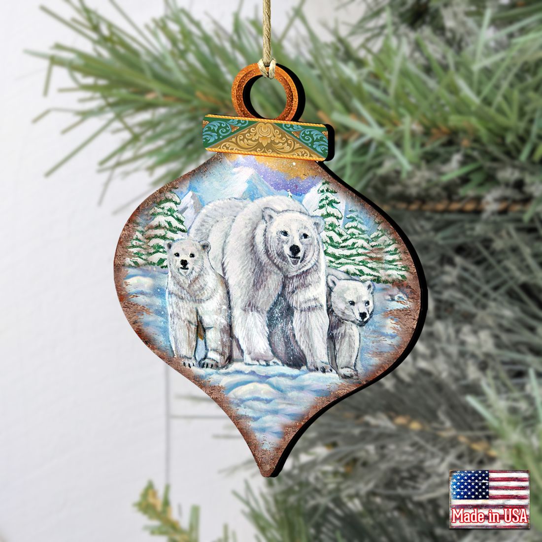 Adornos de madera con forma de oso polar de Nature Wonders - Decoración navideña con temática de vida silvestre - 8035215