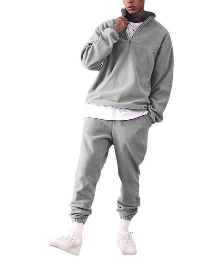 Casual Stand Collar Thickened Long-sleeved T-shirt Loose-fitting Pullover Men's Suit - Lootquake