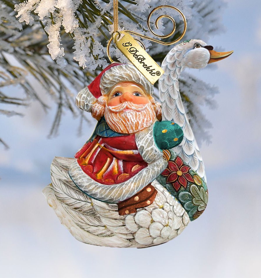 Christmas Goose Santa Sculpted Hand-Painted Ornament by G. DeBrekht - Christmas Santa Snowman Décor - 63156