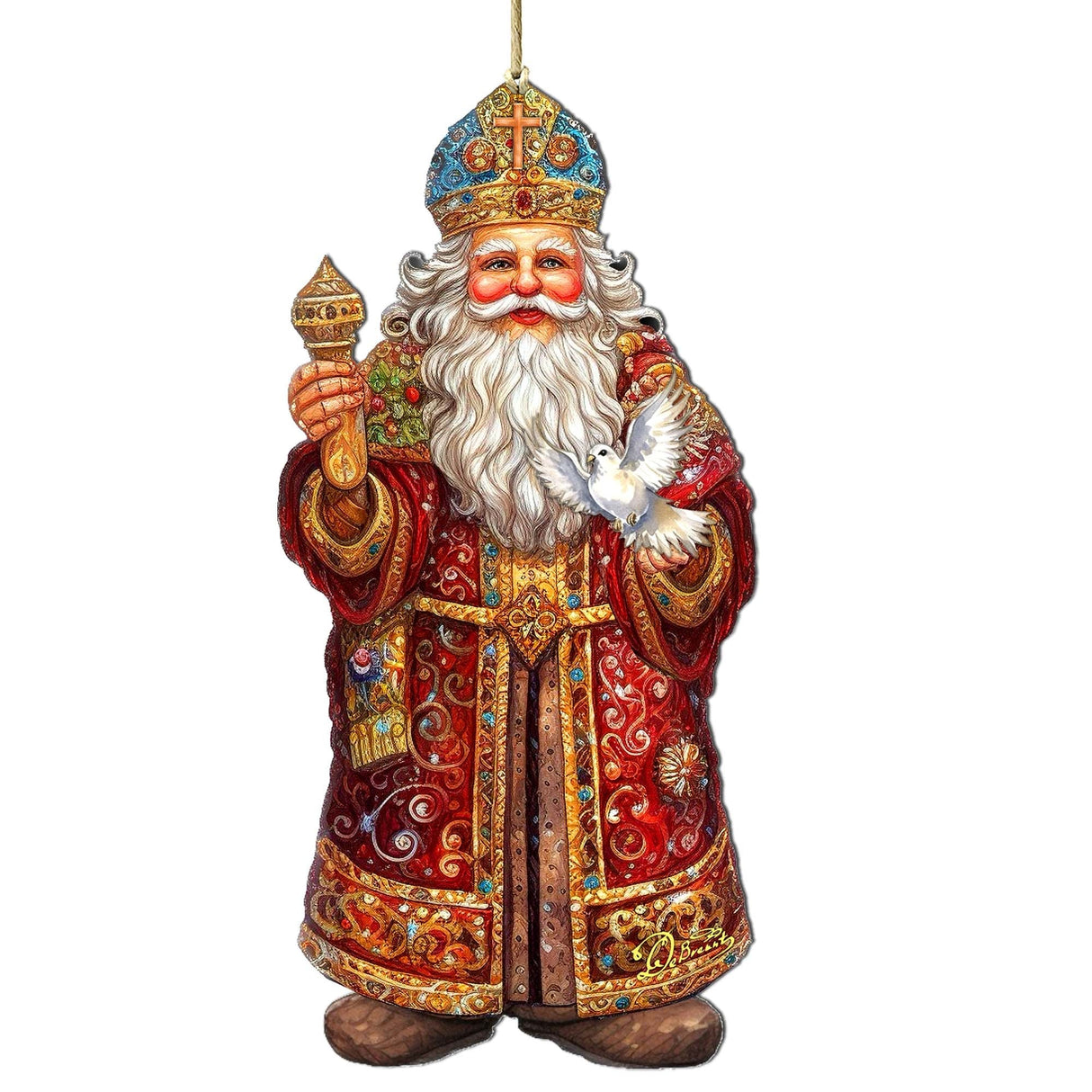 Adornos de madera de la Paloma de la Esperanza de Papá Noel de G. Debrekht - Decoración navideña de muñeco de nieve de Papá Noel - 8691416