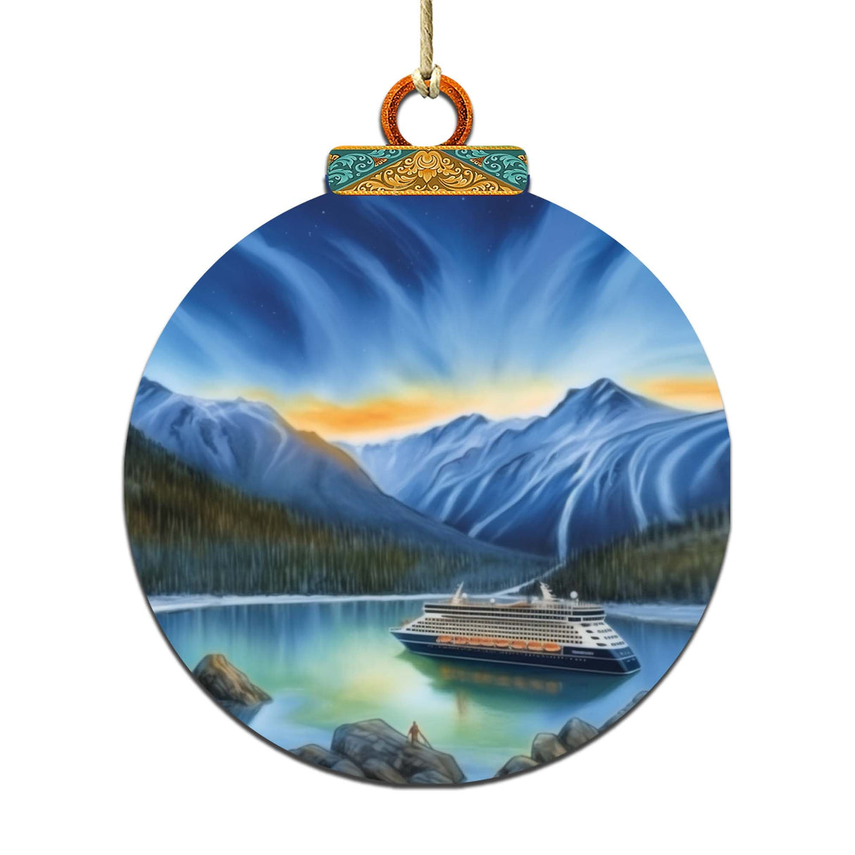 Adornos de madera "Esplendor de las Montañas de Alaska" de G.Debrekht - Decoración navideña con temática de vida silvestre - 870066