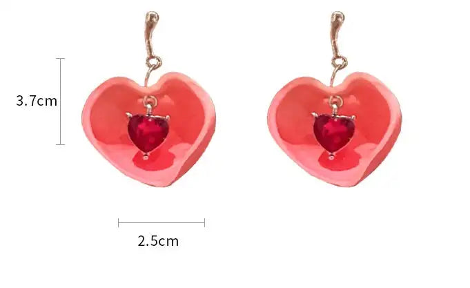 925 Silver Needle Crystal Love Sweet Peach Earrings - Lootquake