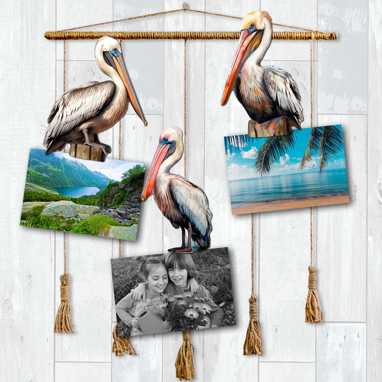 Pelicans Decorative Wooden Clip-on Ornaments Set of 3 by G. Debrekht - Christmas Decor - 8091014C-S3