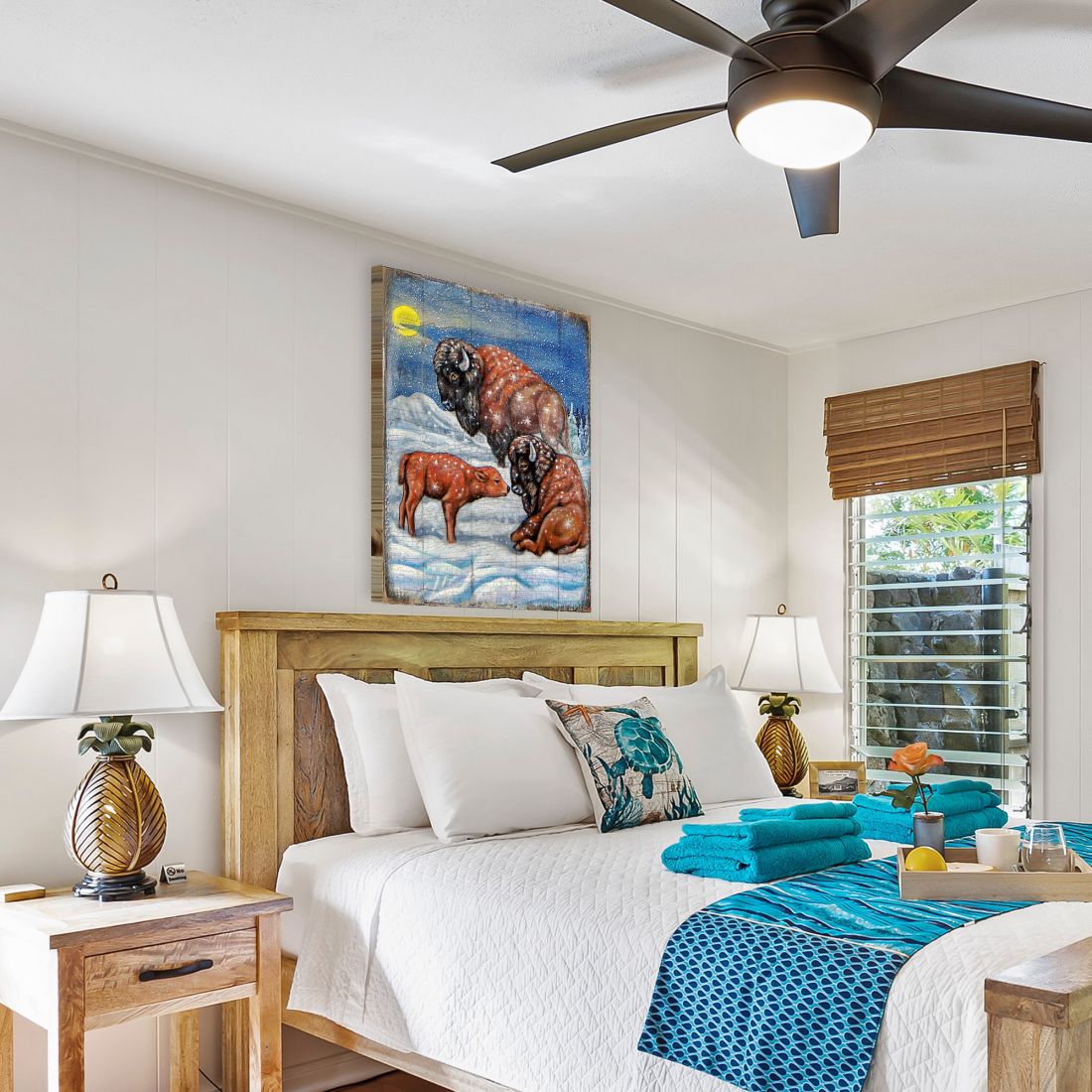 Buffalos Art Wooden Wall Art by Nature Wonders - Nature Wildlife Decor - 95217B