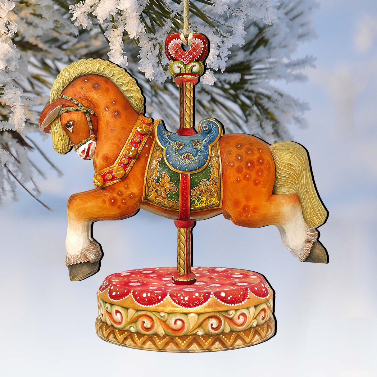 Carousel Horses Wooden Ornaments by G. DeBrekht - Carousel Holiday Decor - 8114041-1