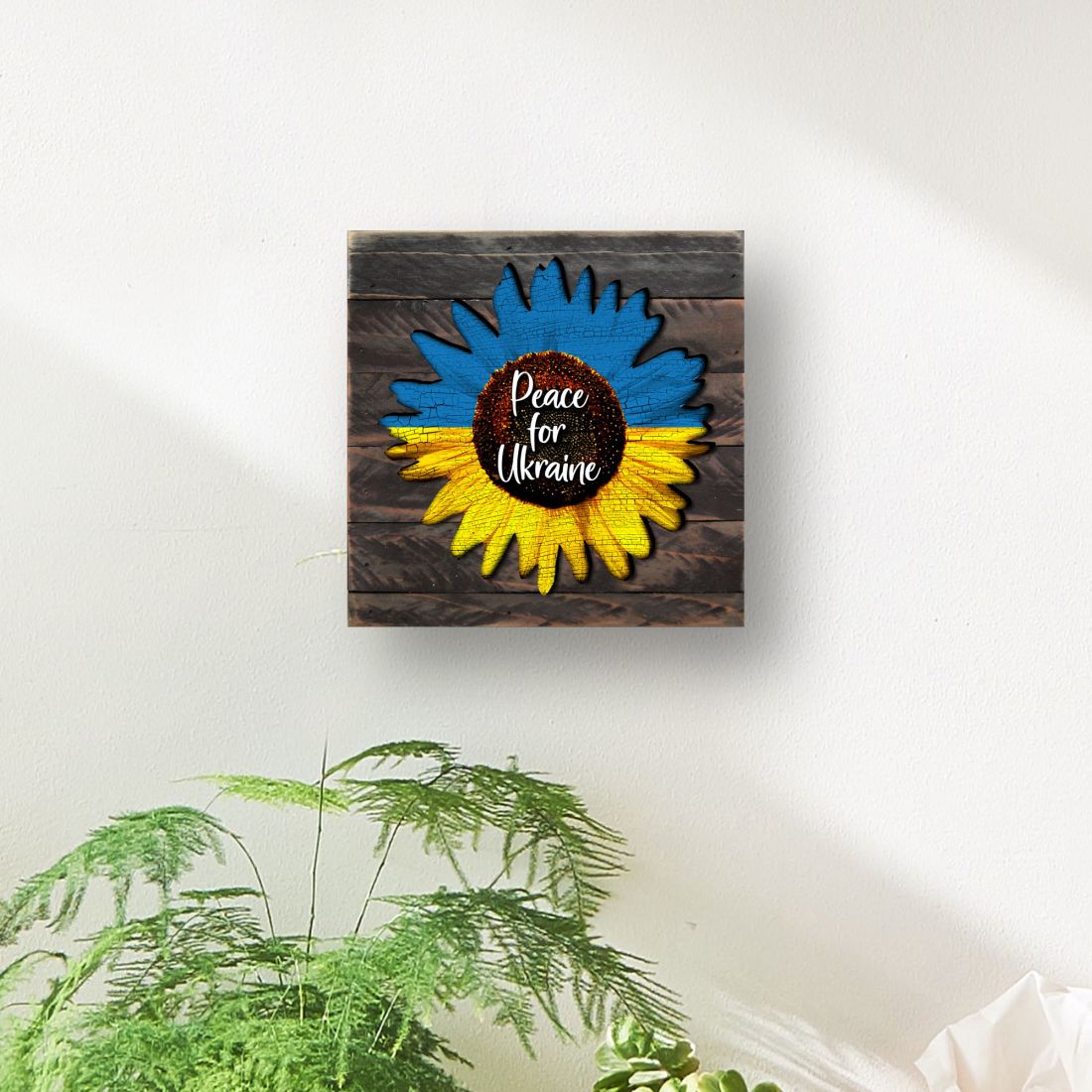 Pieza de arte mural de madera con girasoles de Ucrania - Decoración Internacional - 8187125B