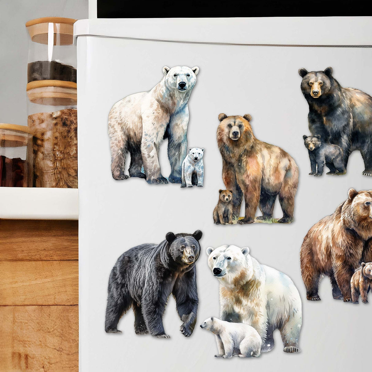 Bear Adventures Decorative Wooden Magnets Set of 6 by G. Debrekht - Wildlife Decor - 8090105G-S6
