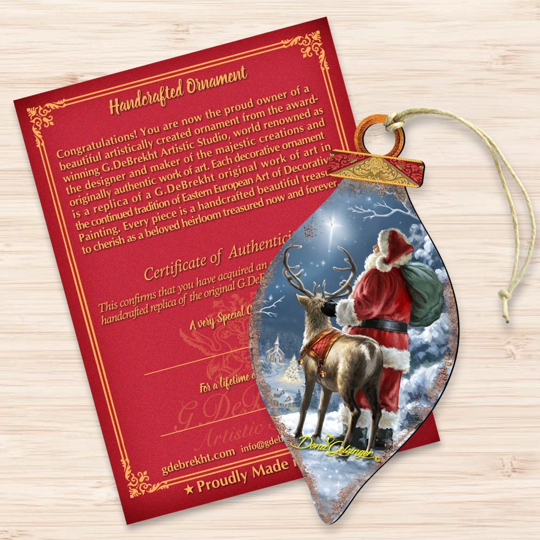 Starry Night Santa Cone Wooden Ornaments by Gelsinger - Christmas Santa Snowman Decor - 8041119-1713