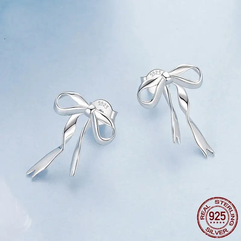 Elegant Ribbon Bow Stud Earrings Women - Lootquake