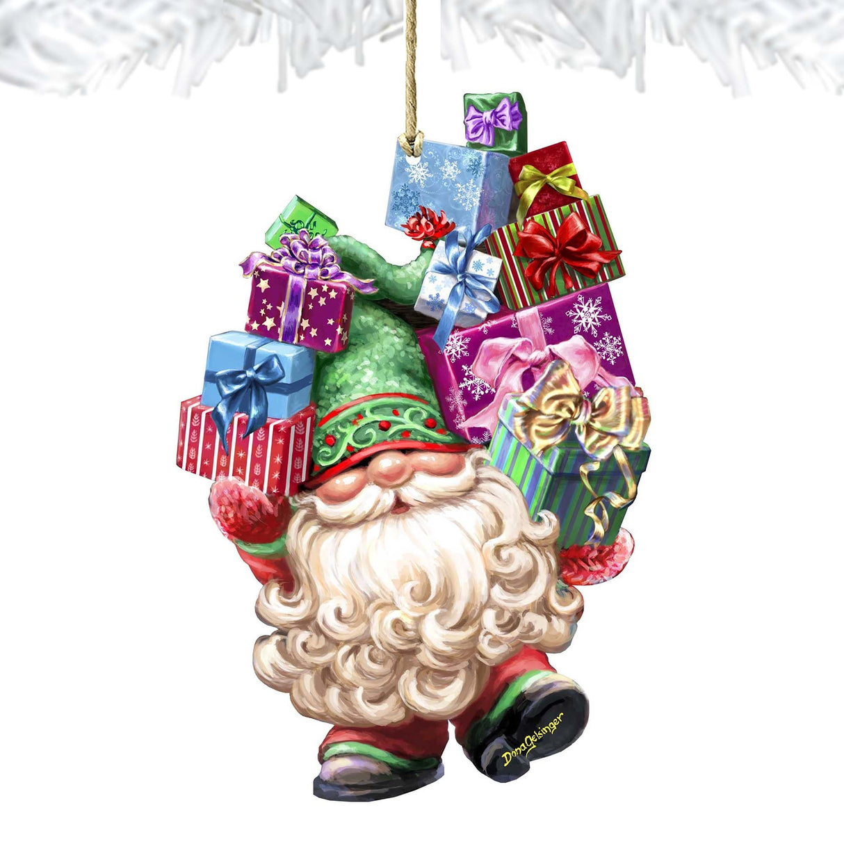 Adornos de madera con forma de corona de gnomo de Gelsinger - Decoración navideña - 8161054-DG